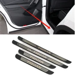 4Pcs/Lot ABS Plastic Stainless Steel Car Door Sill Pedal Welcome Scuff Plate Cover For 2017-2021 Volkswagen Tiguan MK2