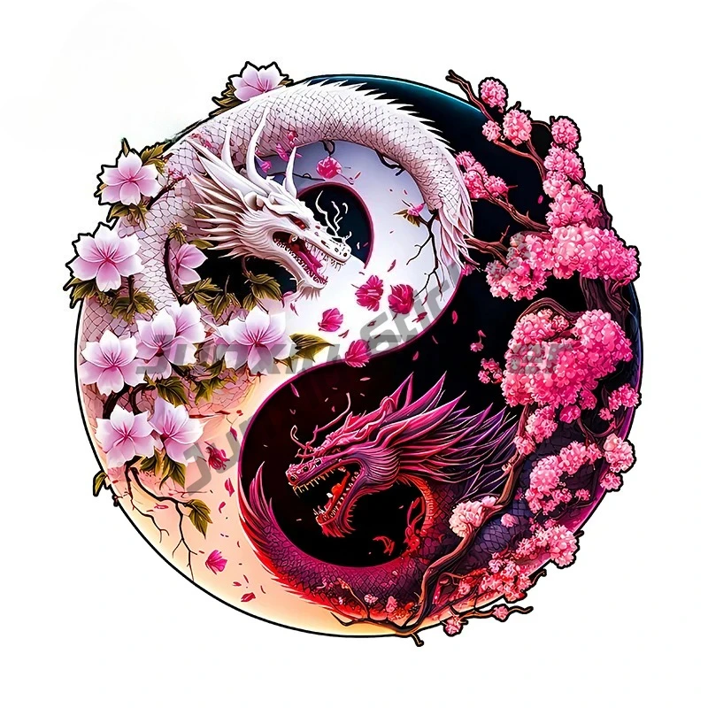 

For Dragon Loong Ying Yang Samurai Style Car Stickers Simple Occlusion Scratch Decals Car Accessories