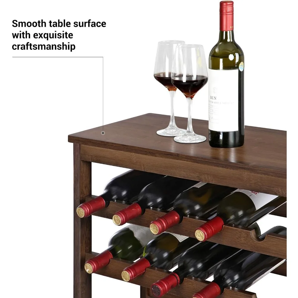 Wine Rack Free Standing Floor, 7-Tier Display Storage Prateleiras, tampo de mesa, bambu, sem oscilações, suporte para garrafas, barra, 42