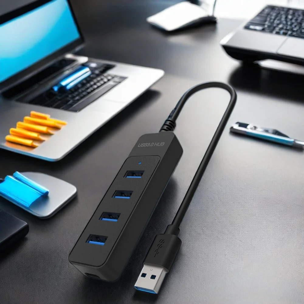DTECH Transfer Data 4-in-1 USB Docking Station Extender Adapter USB 3.0 Hub 4-poorts met LED