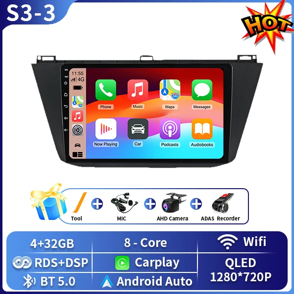 Android 16 Carplay Auto Radio Voor Volkswagen Tiguan 2 Mk 2016 2017 2018 2019 Multimedia Video Player Navigatie GPS stereo