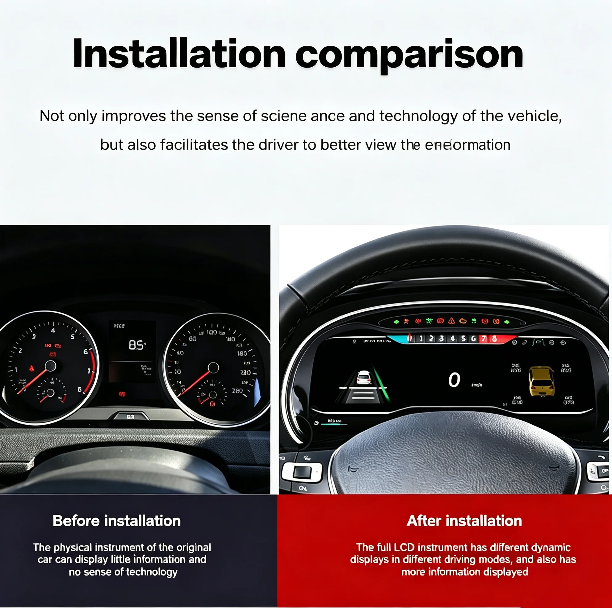 LCD Digital Instrument Display 12.3“ For VW Golf7 MK7 2014-2020 Digital Dashboard Tachometer Virtual Cockpit Cluster Speedometer