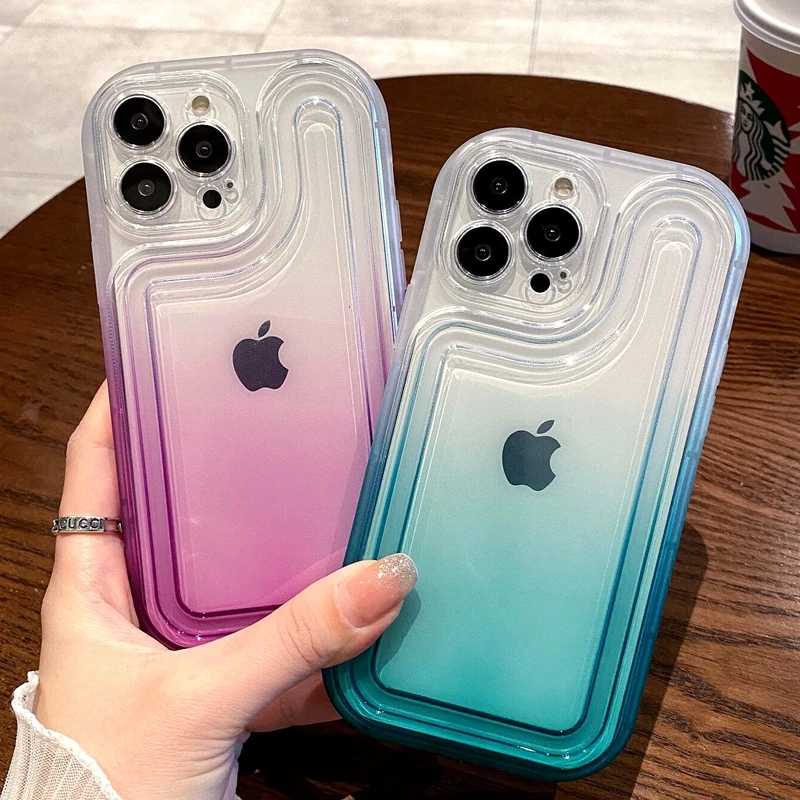 Luxury Candy Transparent Phone Case For iPhone 15 14 13 12 11 Pro Max Plus Bumper Gradient color Shockproof Cases Cover