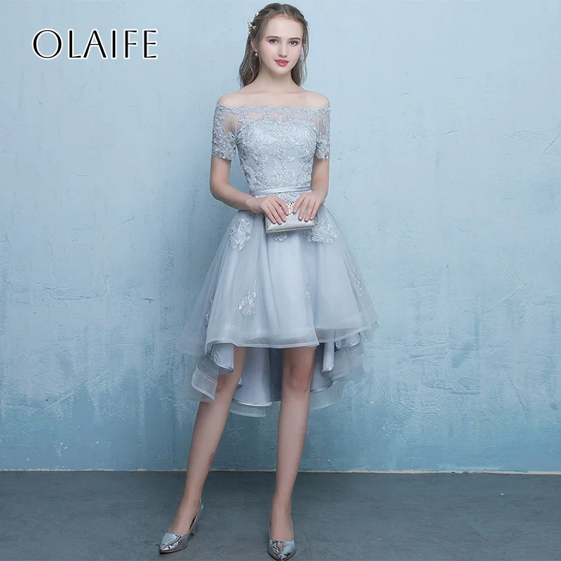 قبالة الكتف يزين فساتين العودة للوطن قصيرة الأكمام تول عالية منخفضة مطوي مخصصة شارون سعيد فساتين سه #3