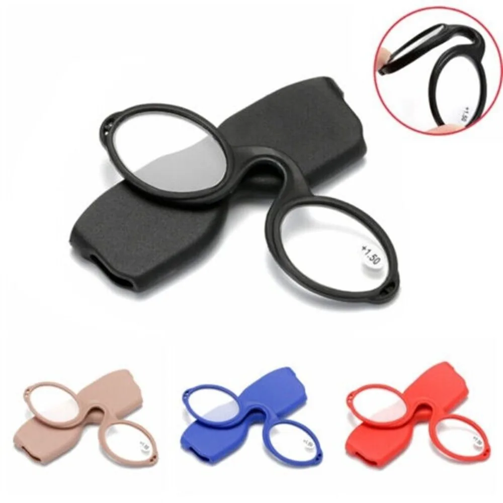 Soft Silicone Pince Nez Armless Nose Resting / Clip Reading Glasses+Case Presbyopic Glasses +1.50 +2.00 +2.50 +3.00