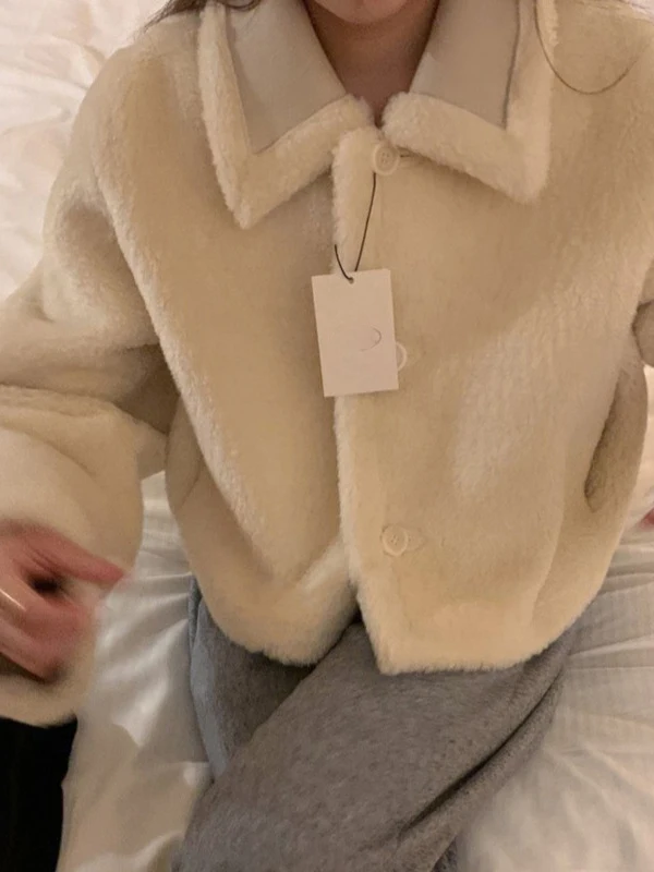 

Корейская куртка из бархатного меха ягненка, женская зимняя модная одежда, элитное элегантное экологически чистое модное пальто