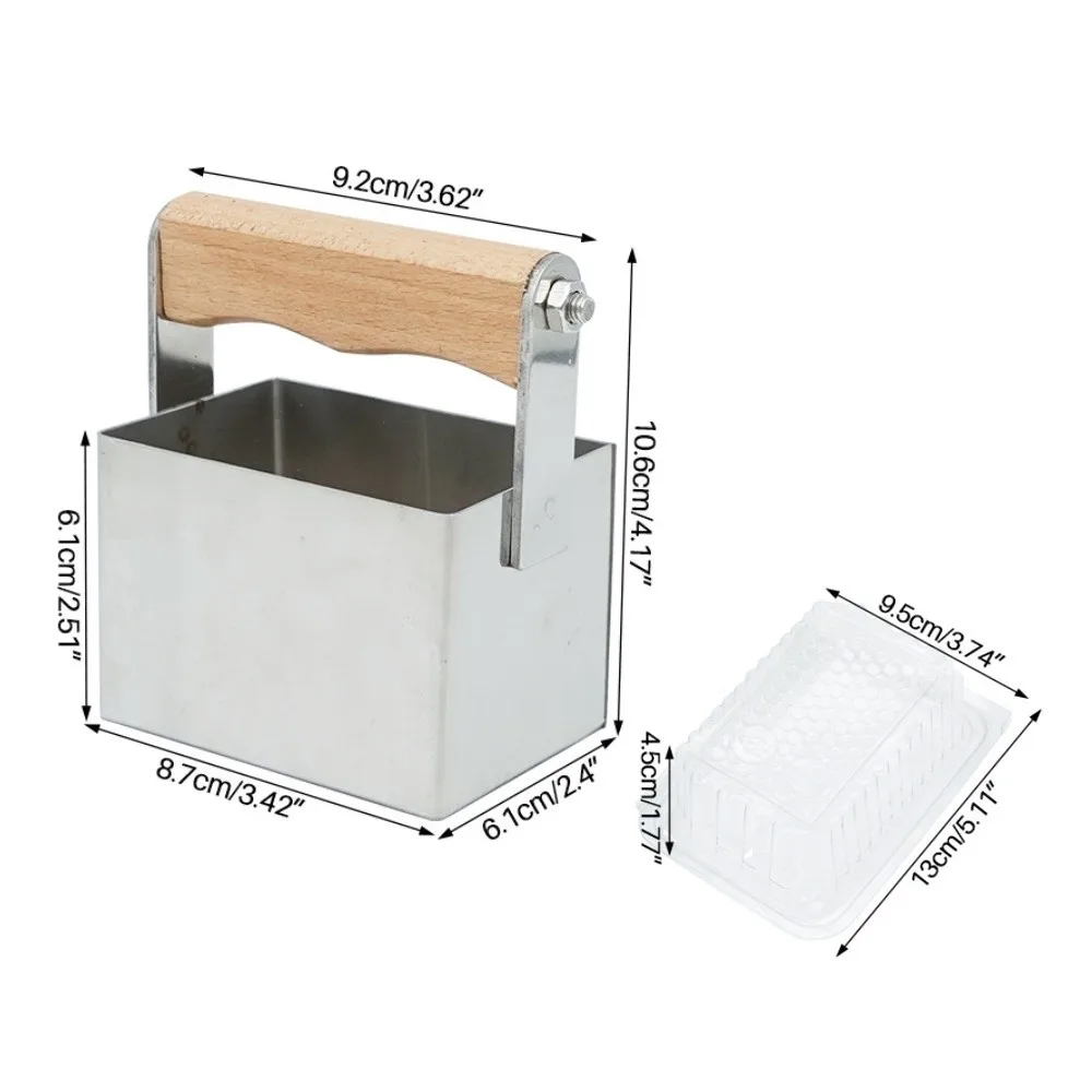 Stainless Steel Comb Honey Cutter Plastic Wooden Handle Honeycomb Cutter Durable Square Shaped Honey Cutting Tool Beekeeping
