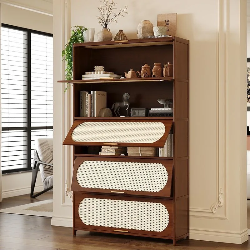 Retro cabinet Simple floor rack Living room Home dust storage Bookshelf Multi-layer locker Wall
