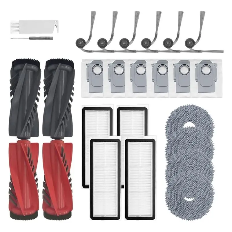 

YANA35R для Roborock Qrevo Curv/Curv S5X/Edge/Edge S5A: аксессуары — основная щетка, салфетки для влажной уборки, HEPA-фильтры, мешки для сбора пыли
