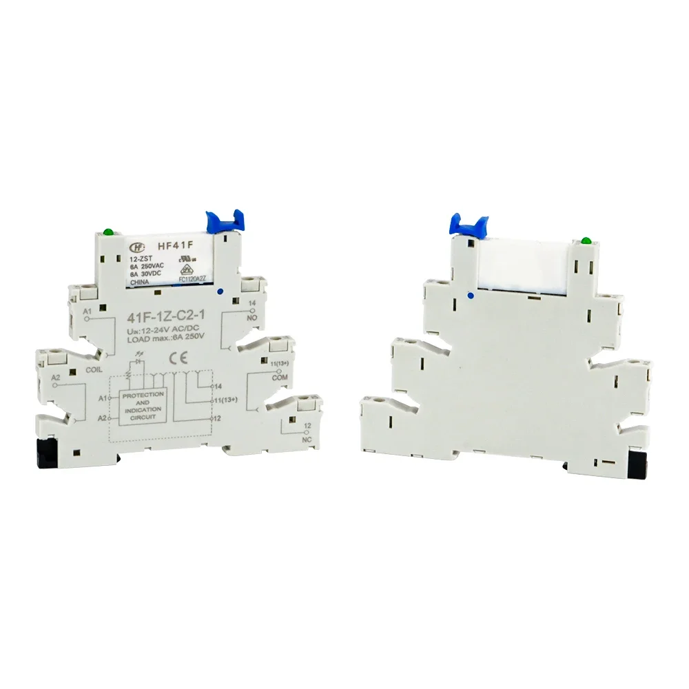 5Pcs Din Rail Slim Relay 6.2mm Module Connector HF 41F Screw Connection Holder With Miniature Power Relay Terminal Block WSL-HF