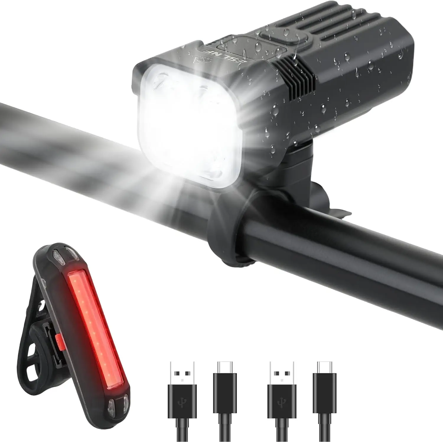 

Bike Light 2000LM USB-C Rechargeable Waterproof Headlight & Taillight for Night Riding