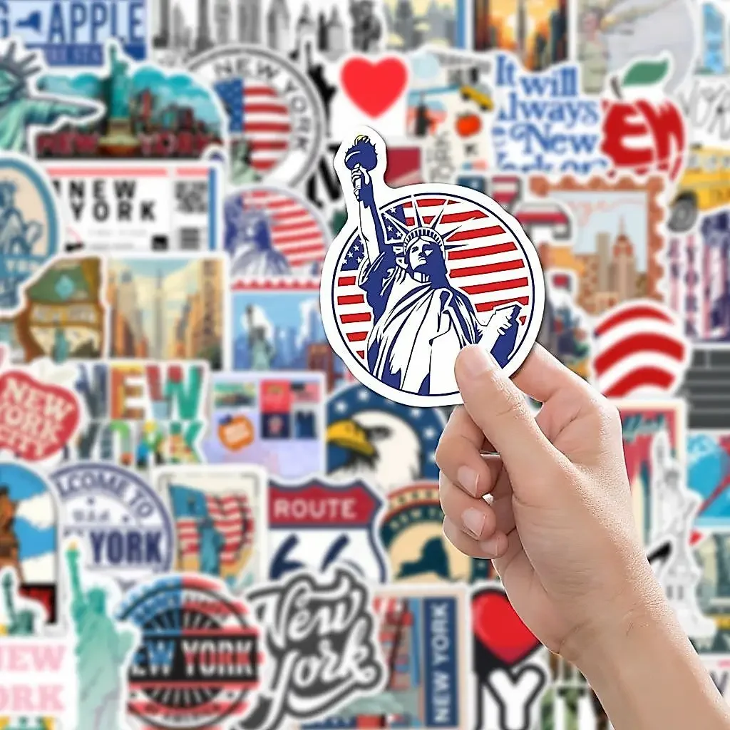 Retro NYC Landmark Themed Sticker Pack 52 Pieces, Classic Urban Scenery Decorative Stickers for Notebook RecordingYourLife Store
