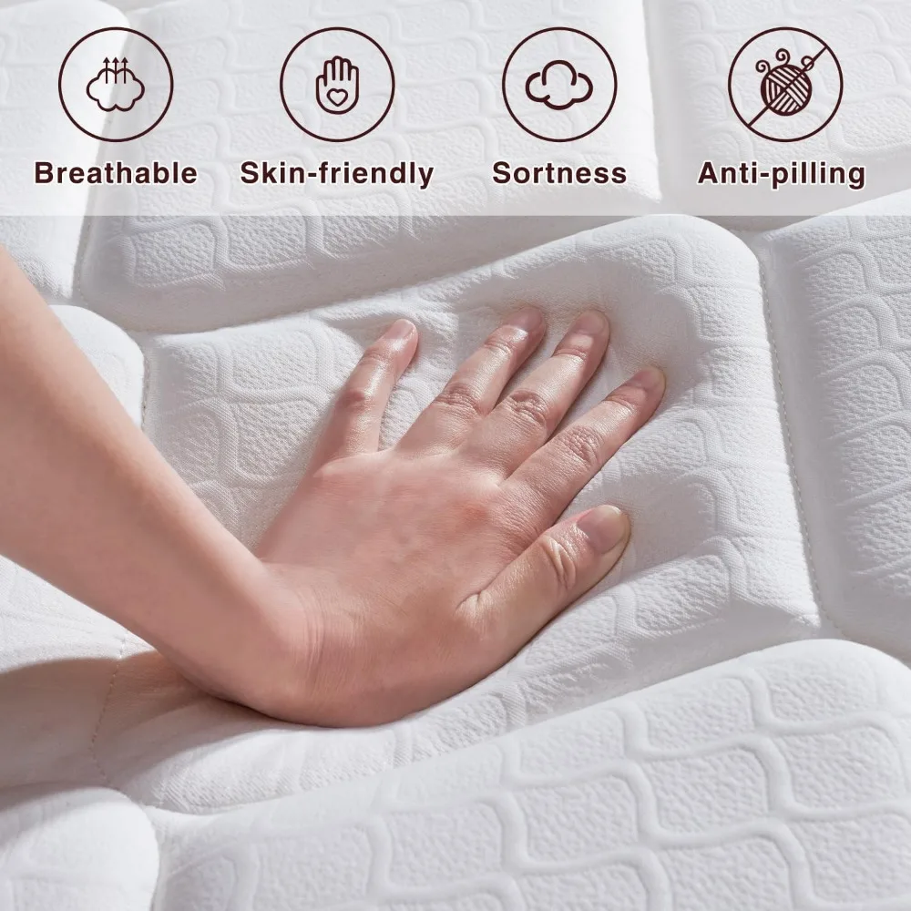 King Size Mattress 12 Inch King Mattress in a Box  Hybrid Memory Foam & Individually Pocket Spring to Improve Sleep image 3