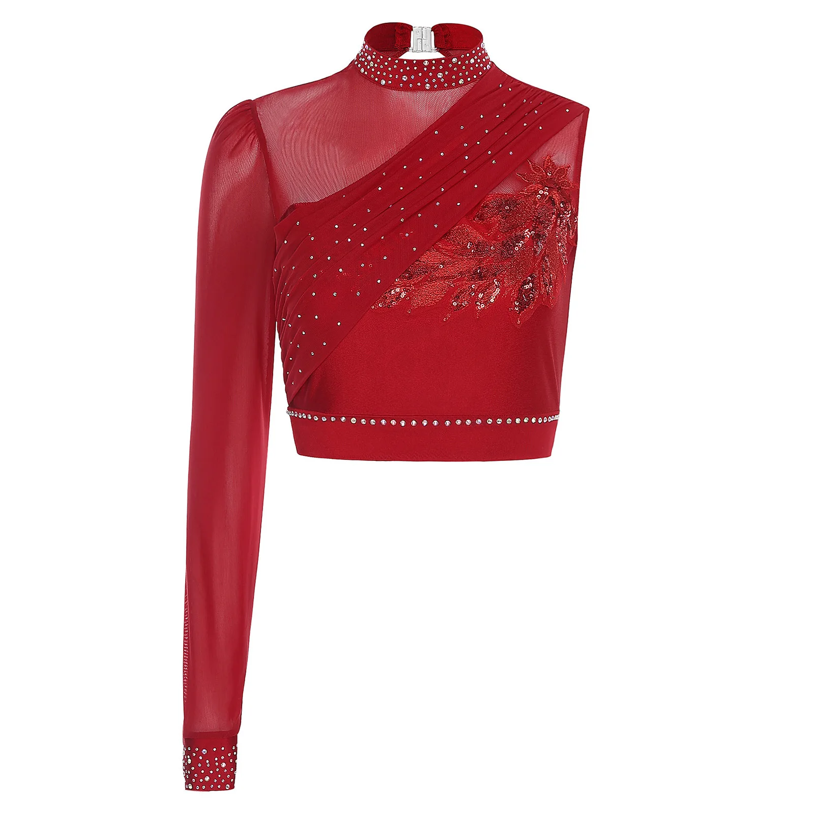 إمرأة غنائي كلاسيكي رقص الباليه الفالس المحاصيل الأعلى سباركلي الترتر الجمباز الفني الشكل التزلج القمم ملابس رقص #2