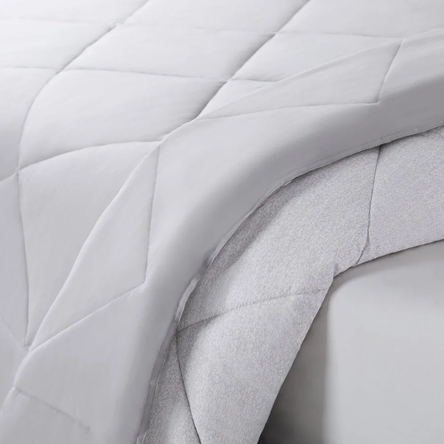 Supersoft Cooling Bed Set 7 Piece Reversible Bedding Comforter and Solid Sheet Set Queen Micro Chip Grey - view 6