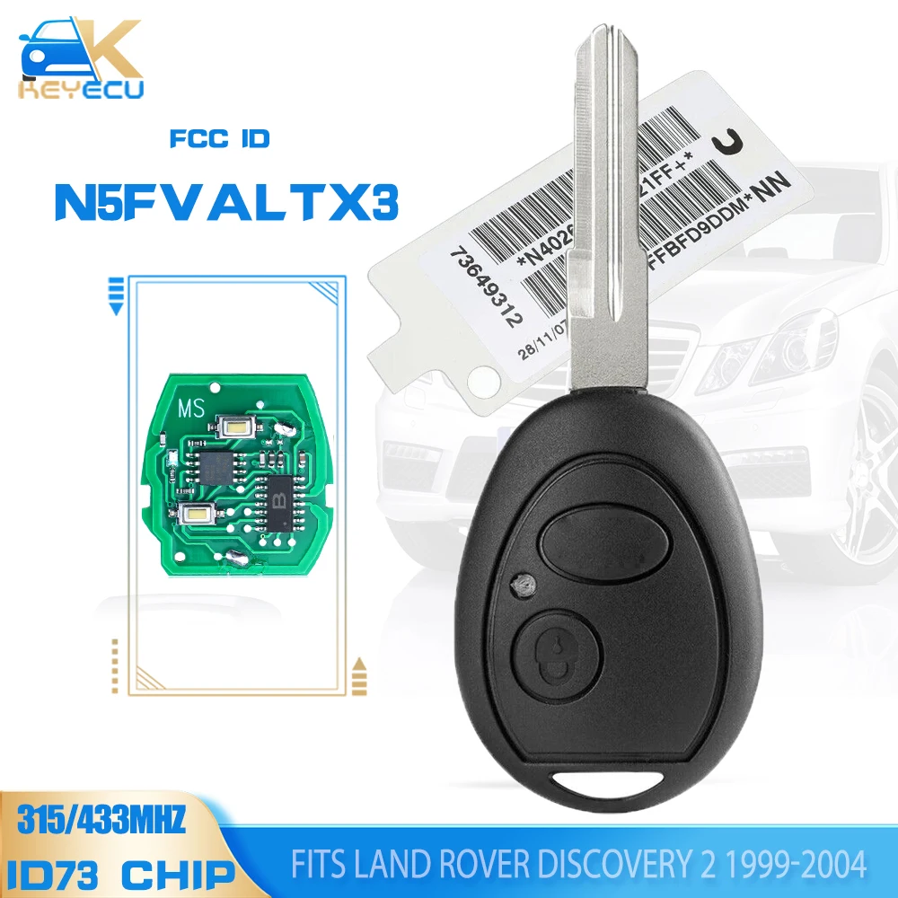 KEYECU Remote Key Fob 315Mhz/433MHz ID73 for Land Rover Discovery 1999 2000 2001 2002 2003 2004 - N5FVALTX3