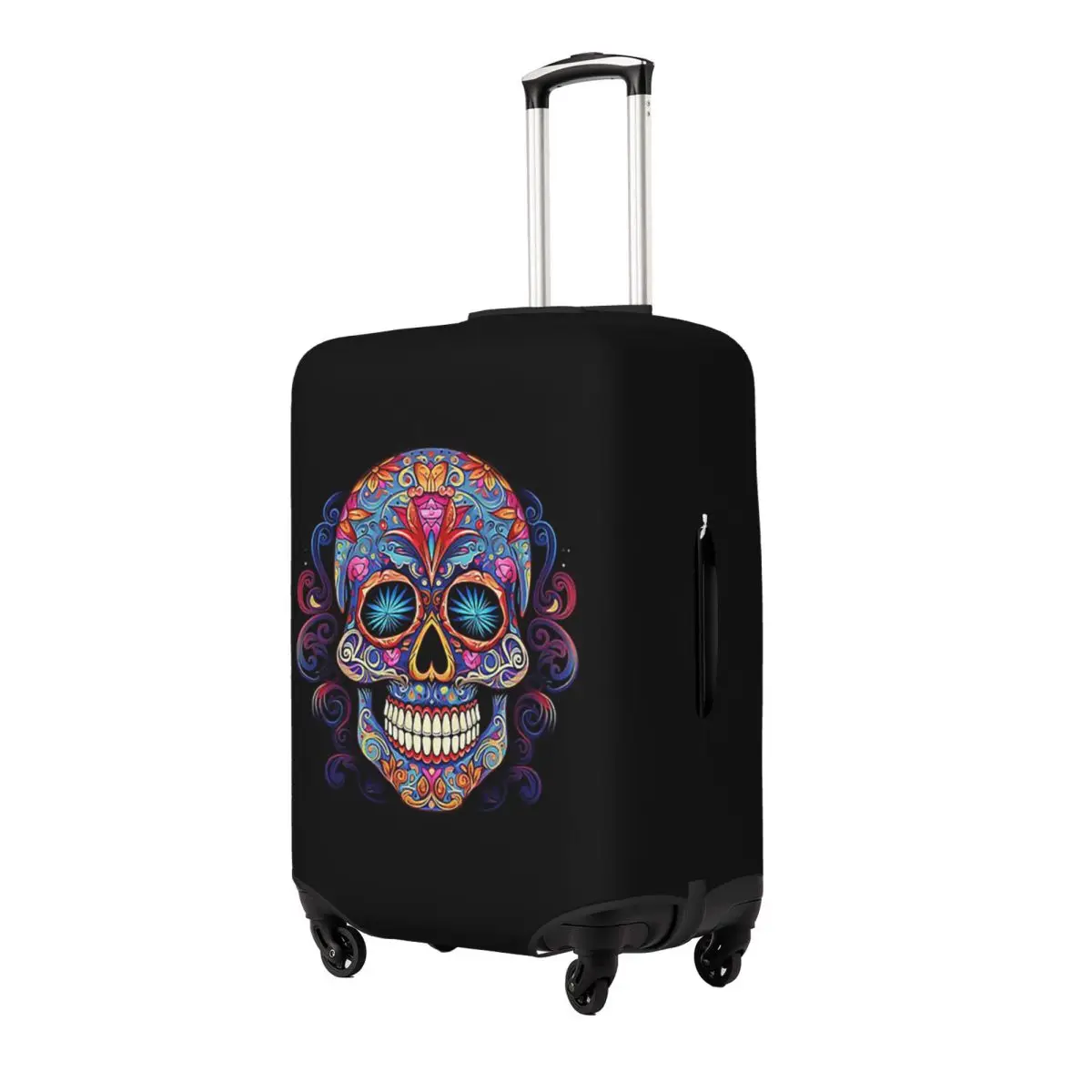 Teschio di zucchero messicano Giorno dei morti Teschio di zucchero Protezione della copertura della valigia Coperture protettive per bagagli da viaggio elastiche per 18-32 pollici