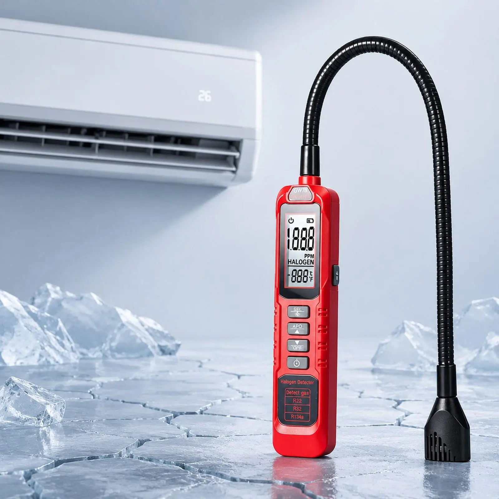 Smart Refrigeration Leak Detector High Sensitivity Gas Sensor Air Conditioning Tester with Light for HVAC Repair