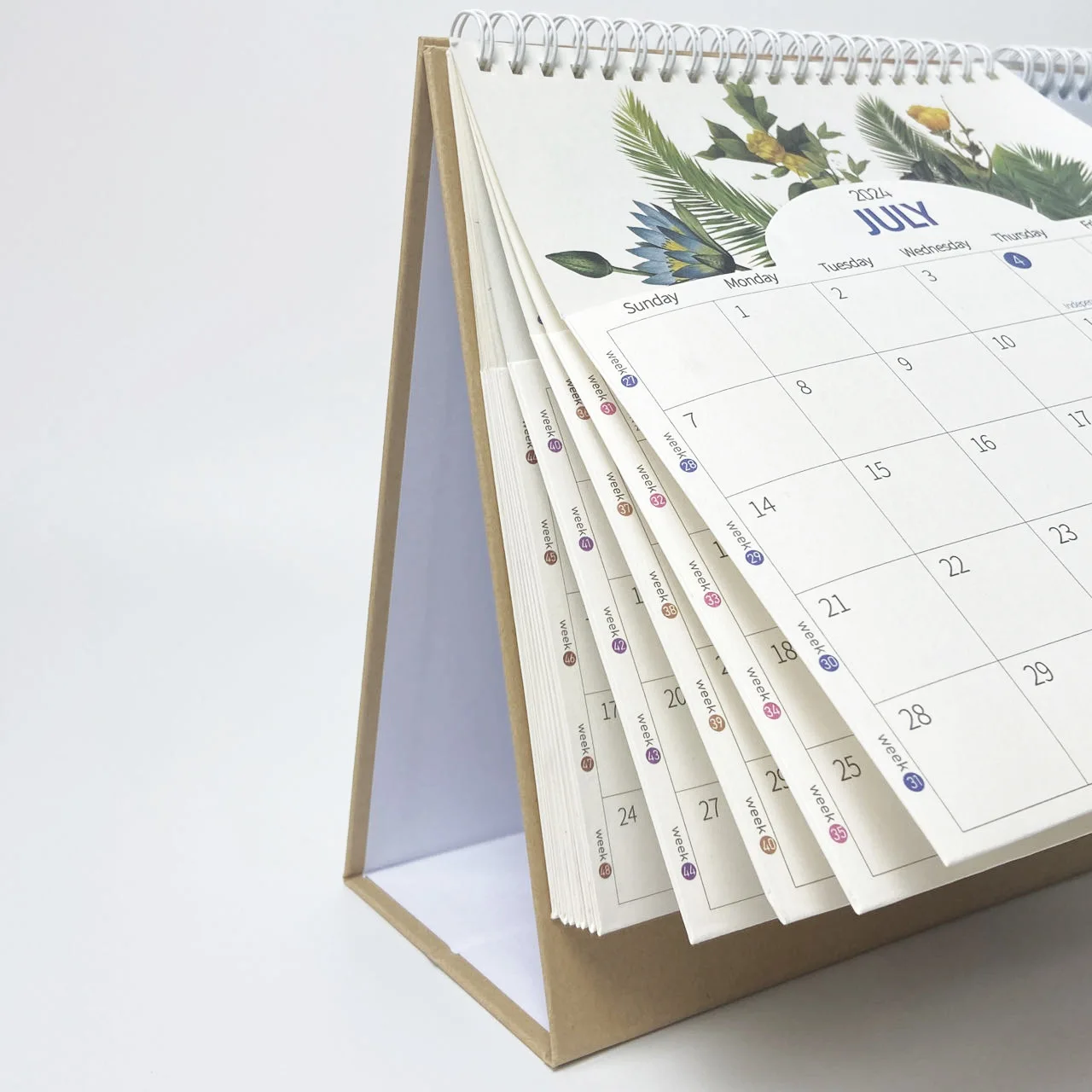 2025 English Desk Calendar with Pocket Notepad Labels 12 Months 2024 Monthly Schedule Planner Desktop Calendar