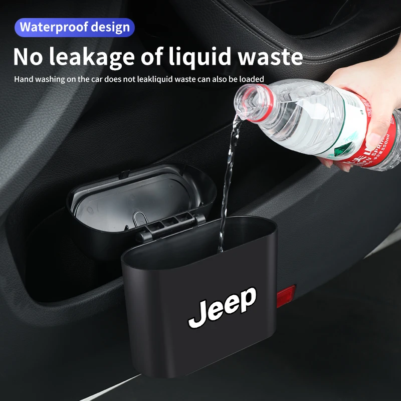 Car Trash Can Hanging Garbage Bin Pressing Box With Lid For Jeep Renegade Compass Grand-Cherokee Wrangler Wrangler-JK Cherokee