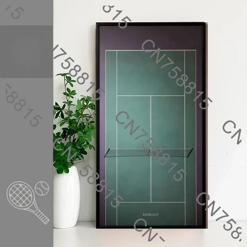 Durable racket display stand, sturdy sports accessories, waterproof tennis master picture frame, moisture-proof decorative pictu