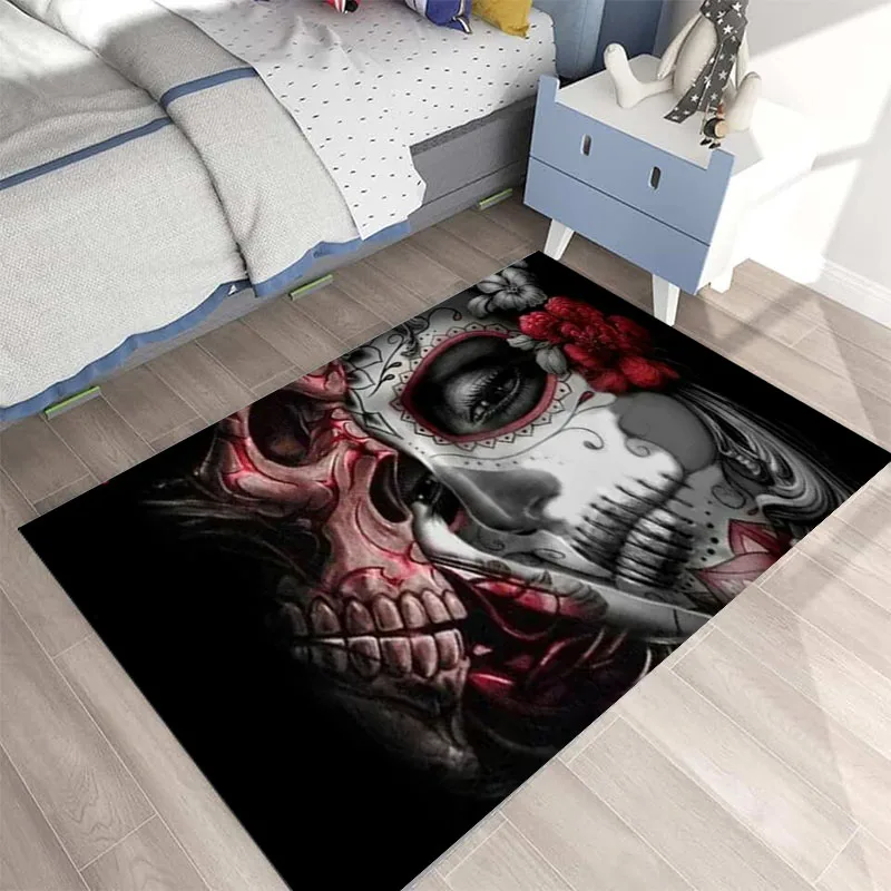 G-Gothic Horror Female Skull Dead Girl Area Rug,for Decoration Living Room Bedroom Sofa Kitchen Corridor Anti slip Carpet