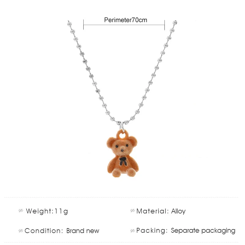 Creative Cute Bear Pendant Necklace For Women Girl Korean Fashion Bear Long Sweater Neck Chain Necklace Punk Party Jewelry Gifts