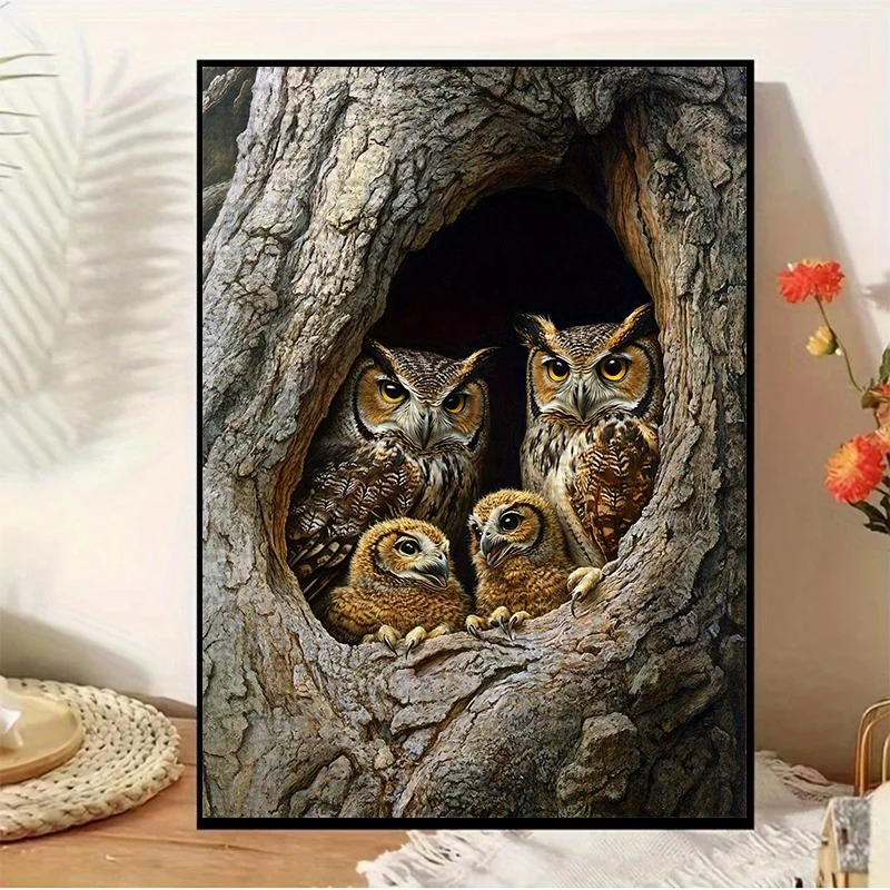 

1000pcs Owl Family Puzzle - Durable, Thick Jigsaw in Hollow of Ancient Design, Seamless Fit, Scratch-Resistant, Ideal for Hall