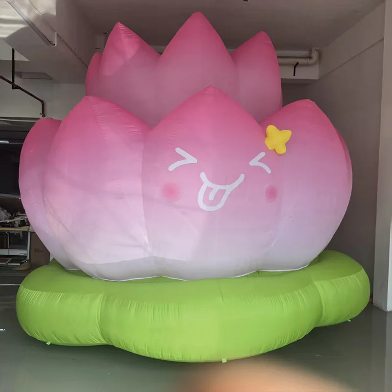 Opblaasbare lotusbloemen, plantaardige luchtmodellen met blaasers, grootschalige decoratieve rekwisieten voor buitengebruik