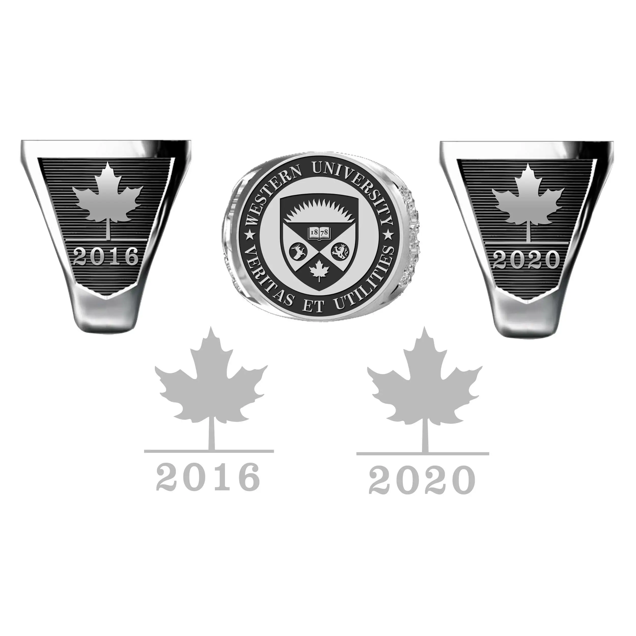 Silver graduation commemorative ring custom fashion retro classic design can be customized with name and pattern