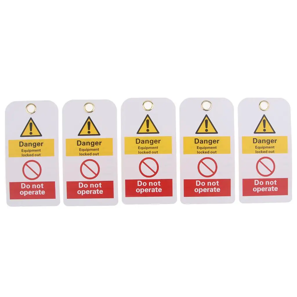 Industrial Lockout Tagout Tags Red Plastic Key Tag Security Label Ring for Electrical Safety Compliance