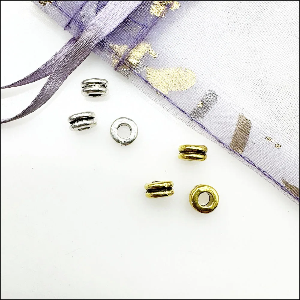 70Pcs Tibetan Silver Plated.  Antiqued Gold Plated, Bronze Plated Round Tube Spacer Beads 6mm