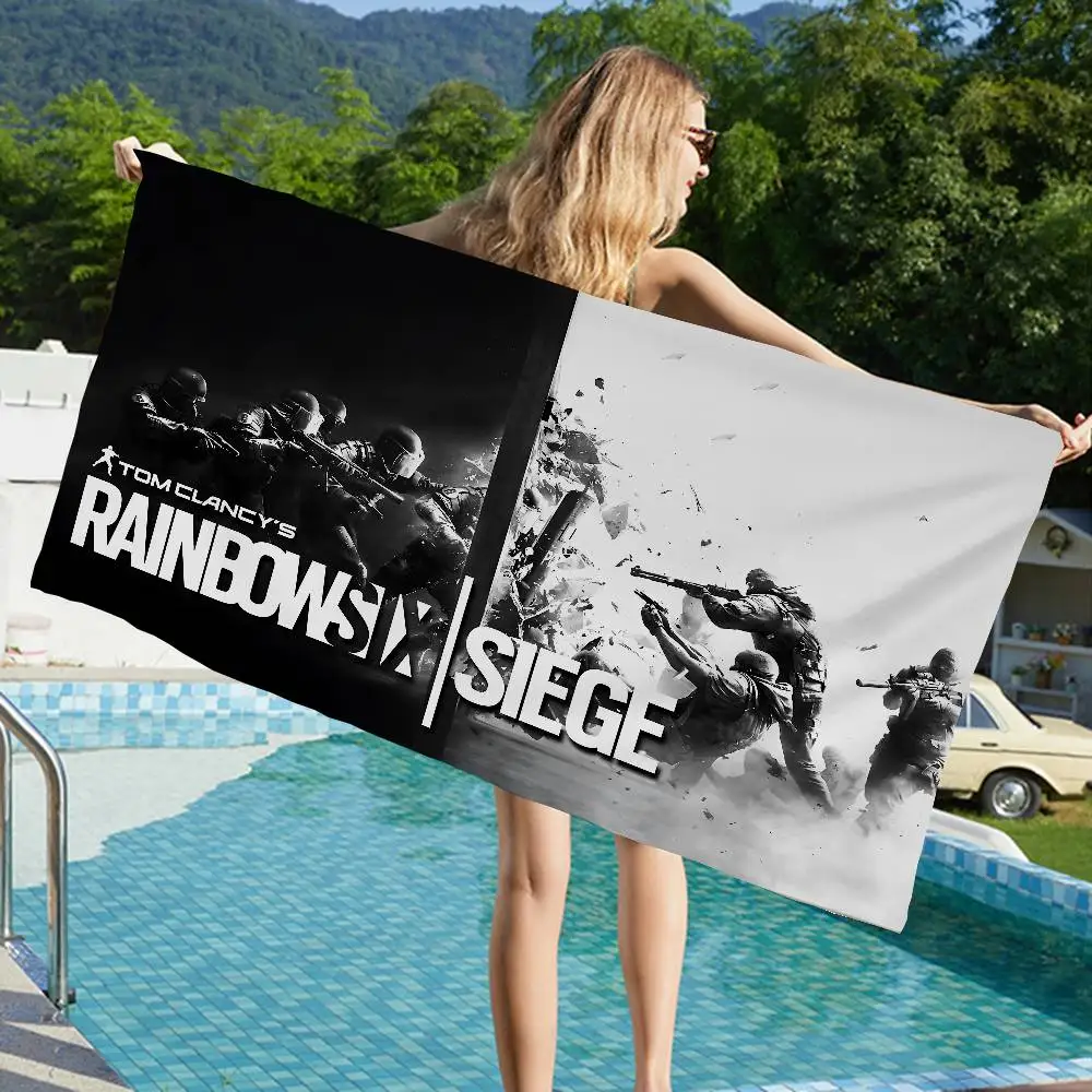 FPS Game Tom C-Clancy S-Rainbow S-Six S-Siege Big Microfiber Beach Towels Quick Dry Towel Sand Pool Towel for Travel Swim Pool