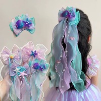 Toddler Girls mermaid Big Bow Hairpin Princess Bow Hair Clip for Girls Children Braided Yarn Hairpin Maiden Hair Accessory HP01