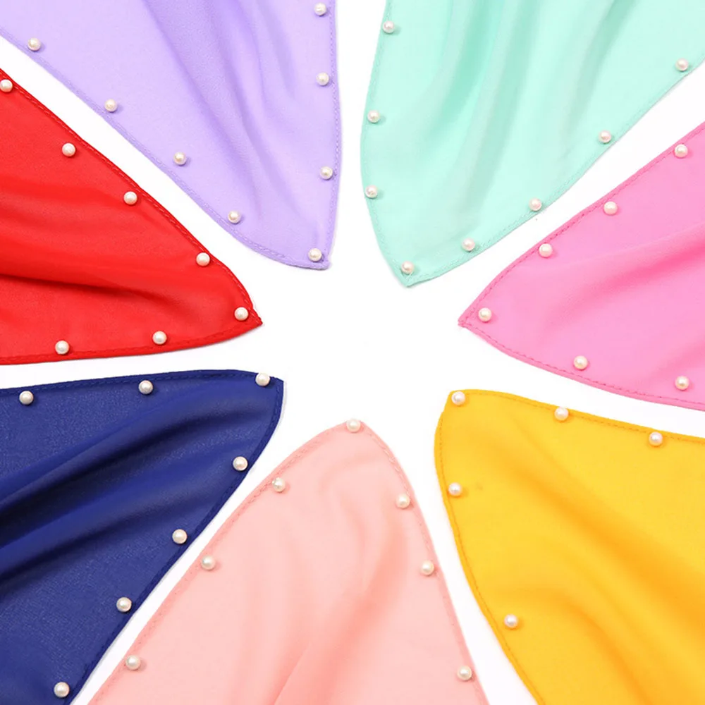 Sciarpa Hijab in Chiffon scialle con perle sciarpe lunghe Musulmane Foulard Musulmane Pour Femme Turbantes Cabeza Para Las Mujeres