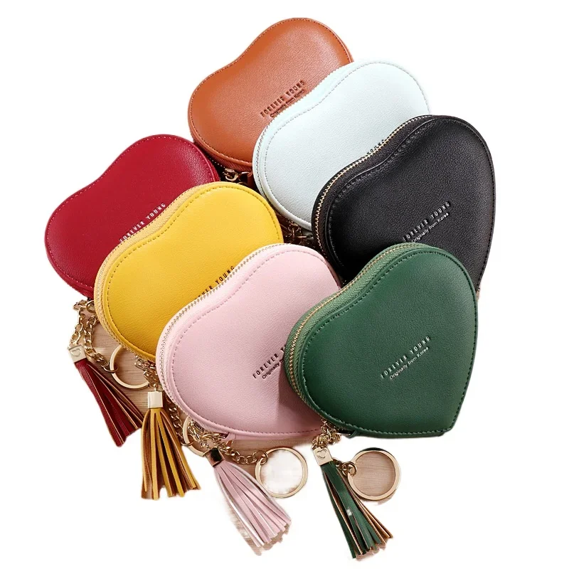 

2024 New Love Tassel Wallet for Women KoreanTrendy Keychain Zero Wallet Cute Heart Shaped Coin Purse Students Coin Pouch Gift