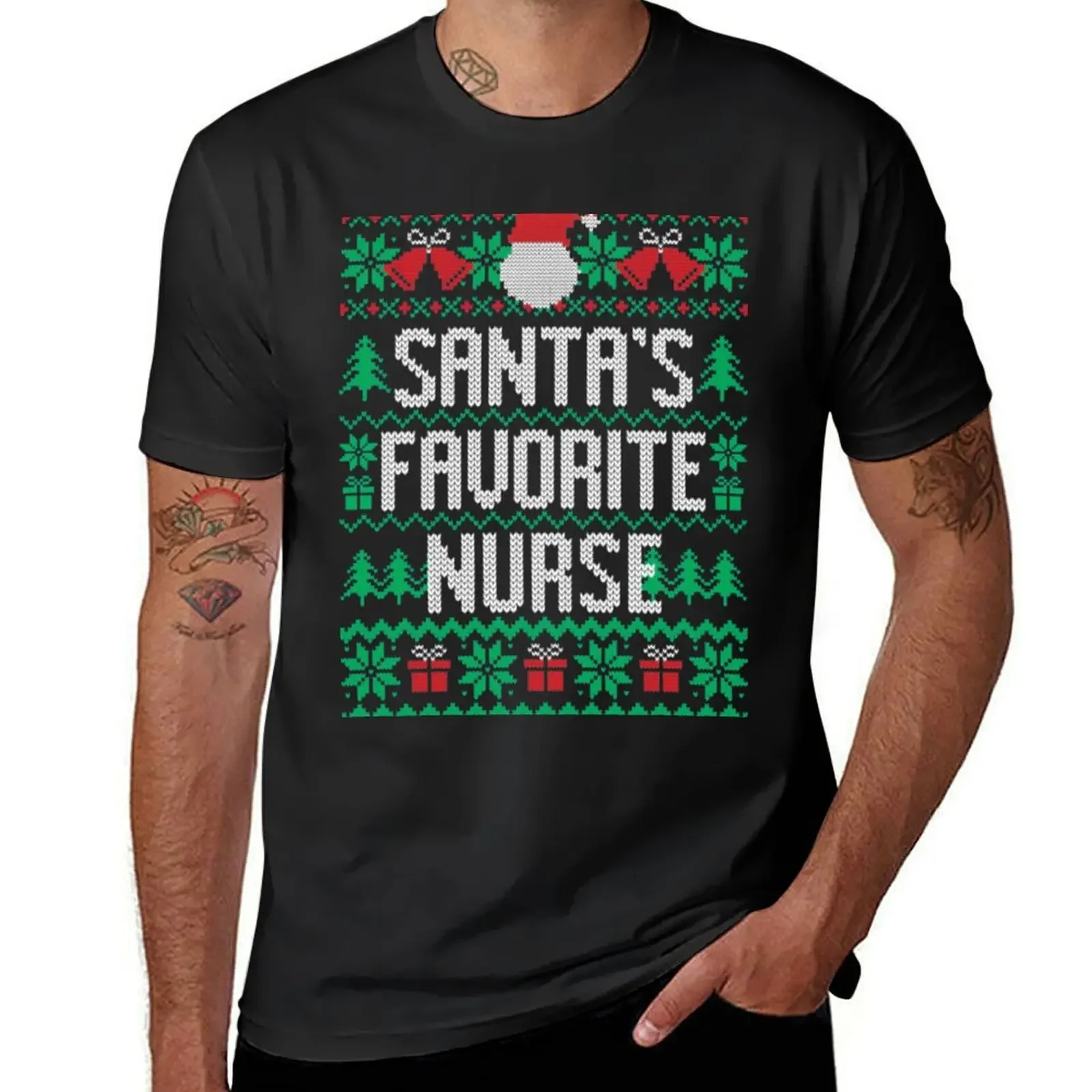 Santa's Favorite Nurse T-Shirt kawaii clothes vintage clothes man clothes oversized t shirt men