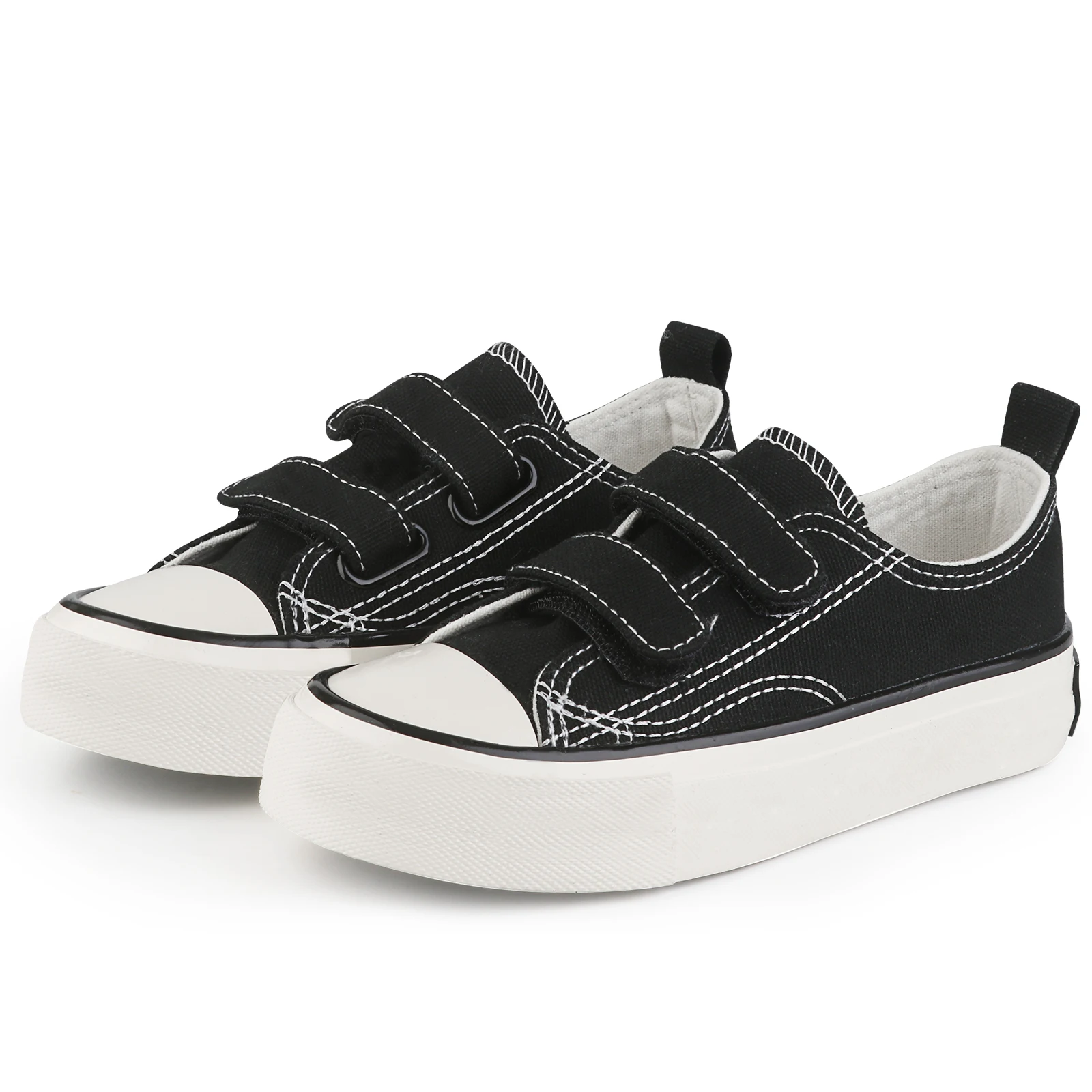 

Холщовая обувь для мальчиков и девочек, классические низкие детские кроссовки с двойной регулировкой на липучке