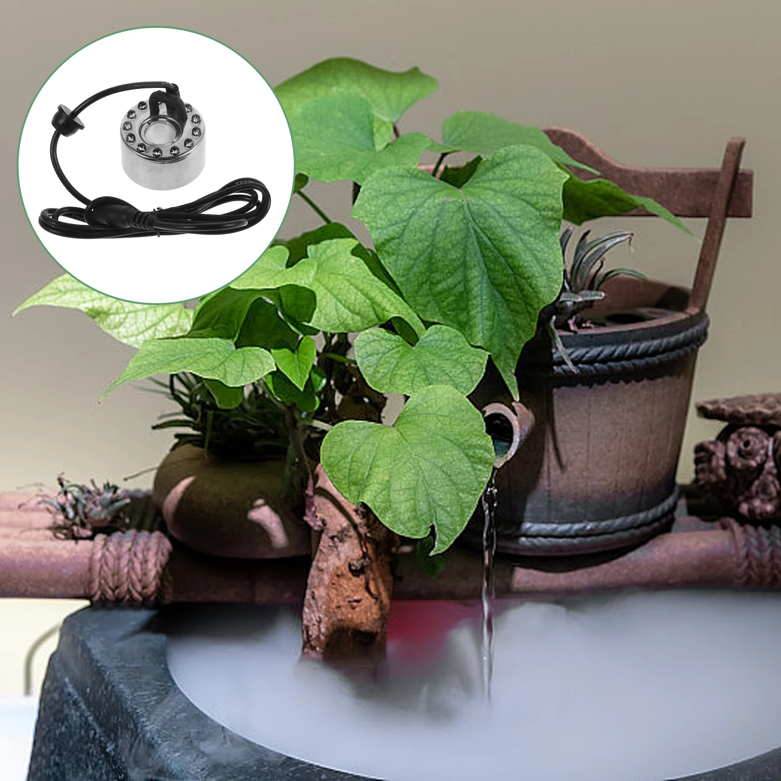 

12 Led Mist Maker Fog Machine For Garden Pond Indoor Outdoor Humidifier Water Feature Decor Halloween Cauldron Mister Air