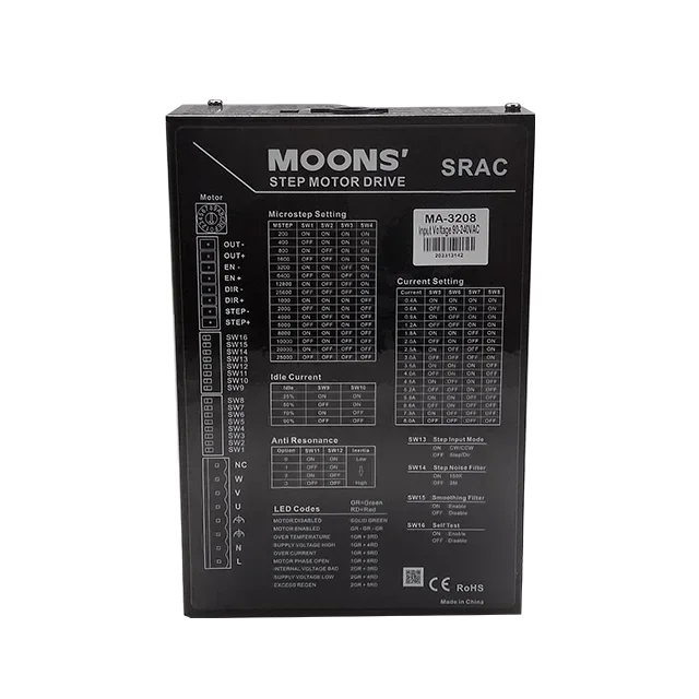 Variador de frecuencia trifásico MOONS 90-240VAC para motor paso a paso trifásico NEMA 34 42 con ventilador 3SRAC2/3SRAC8