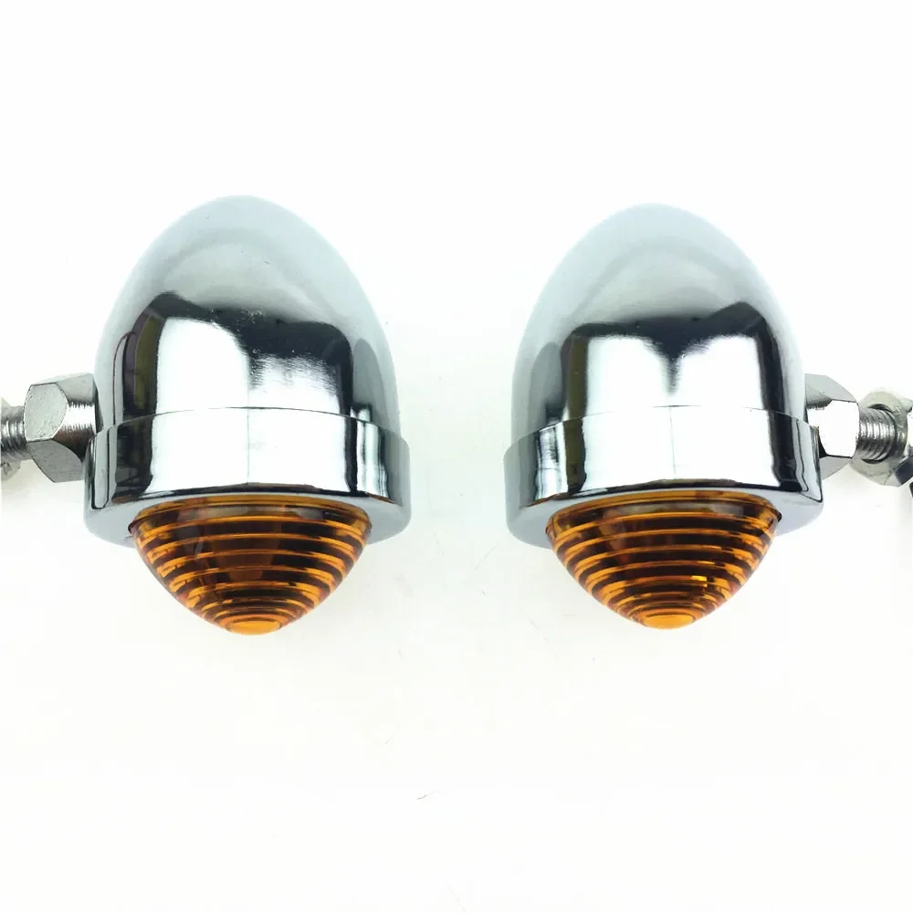 1Pair Motorcycle Bullet Turn Signals Indicator Lights Amber Blinker Flashing Motorcycle Lamp for Universal black