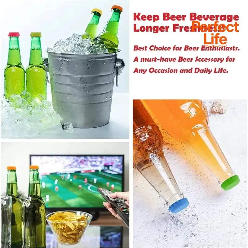 6Pcs Reusable Silicone Bottle Cap Random Sealed Beer Caps Vinegar Soy Corktail Lid Wine Protective Stopper Bar Accessories