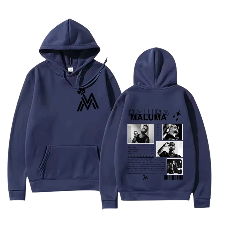 랩퍼 가수 Maluma 음악 앨범 커버 패션 프린트 까마귀 남성 여성 빈티지 스웨트 프린트 그래픽 오버 사이즈 유니섹스