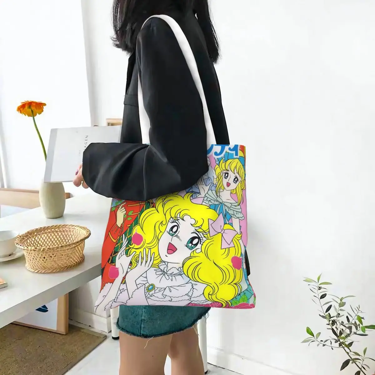 Candy Candy Japan Anime Manga  Shopping Bags Canvas The Tote Bag Foldable for Women Shoulder Tote Travel Handbag