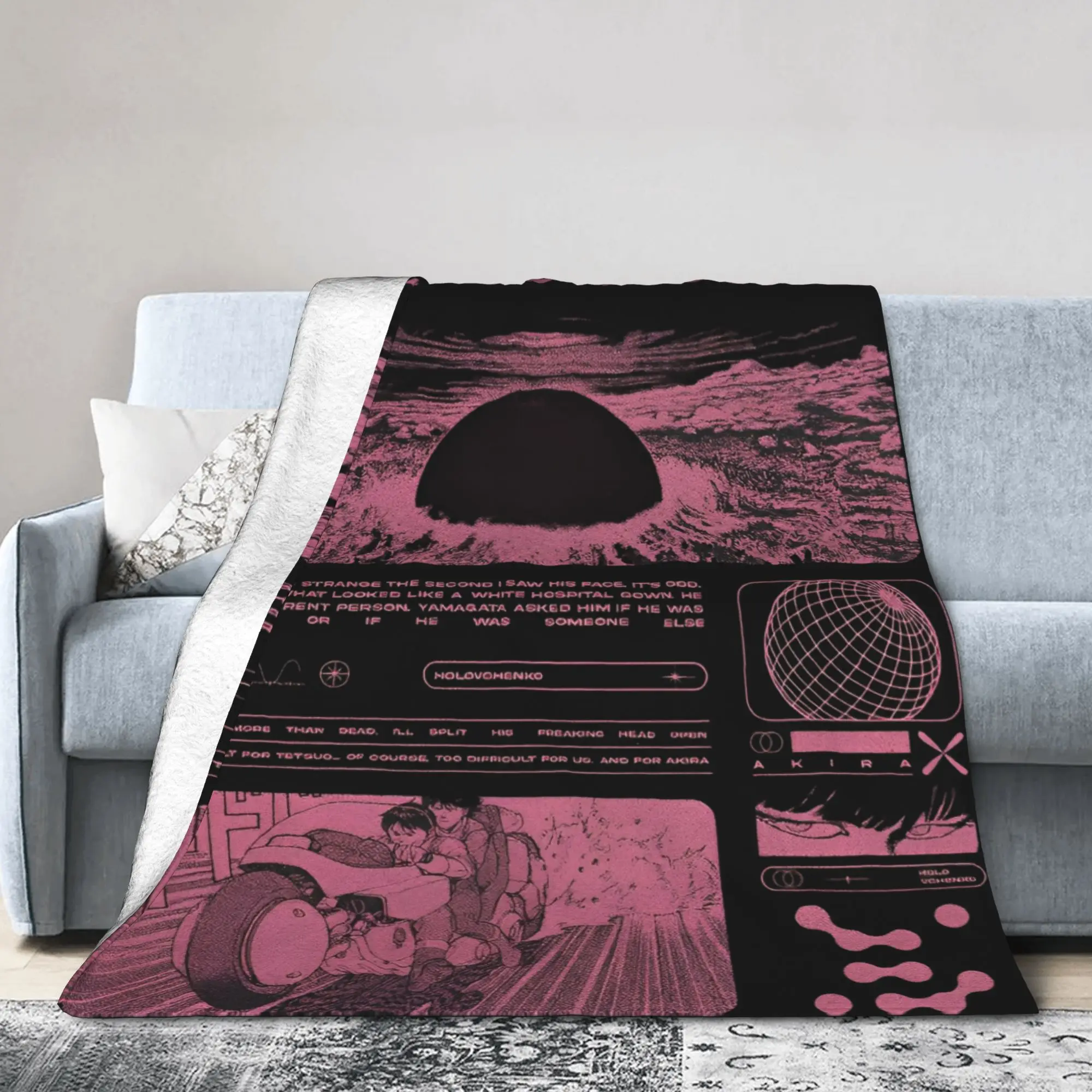 Akira Japanese Anime Flannel Throw Blanket Manga Tokyo Cartoon for Couch Knitted Blanket Travel Warm Multifunction