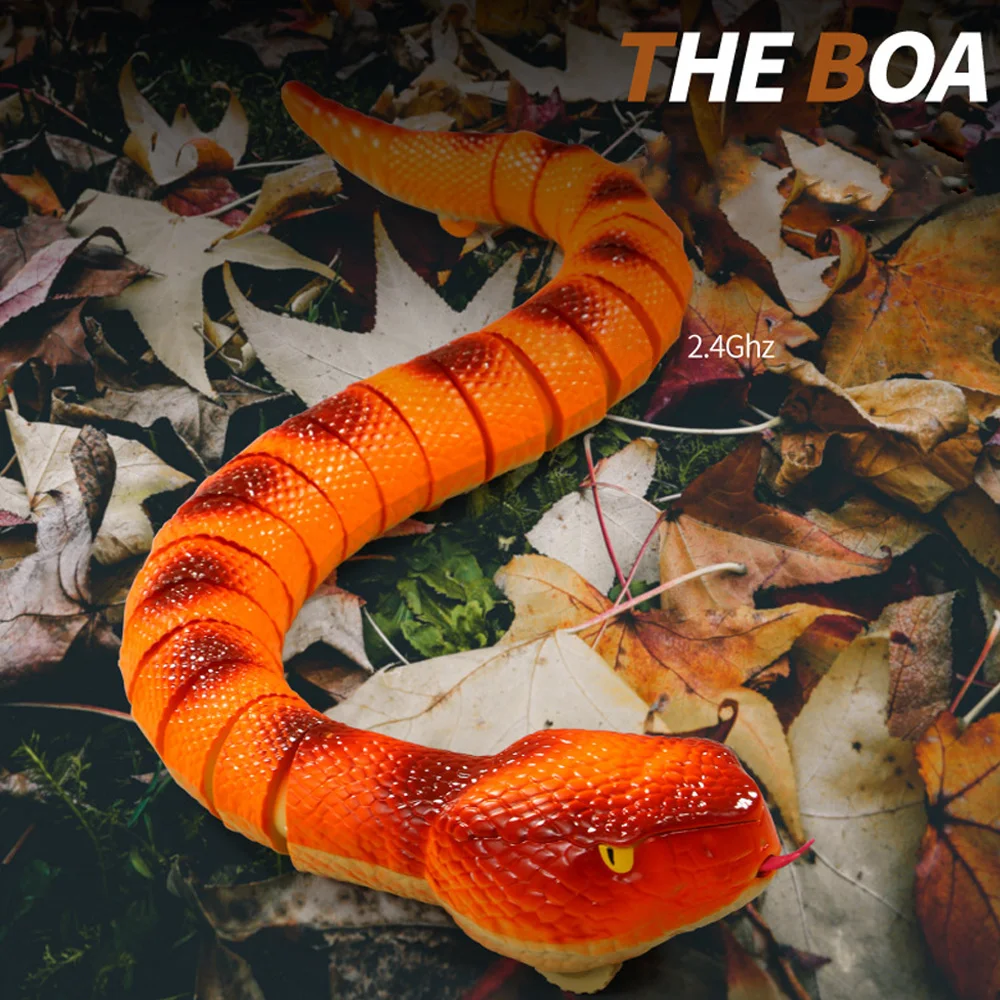 

Большая реалистичная радиоуправляемая игрушка-гремучая змея, электрическая модель змеи на пульте управления, оранжевый питон, ползающее животное для розыгрышей и веселья, подарок HG43