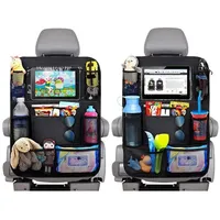 Car Backseat Organizer with Touch Screen Tablet Holder + 9 Storage Pockets Kick Mats Car Seat Back Protectors for Kids Toddlers