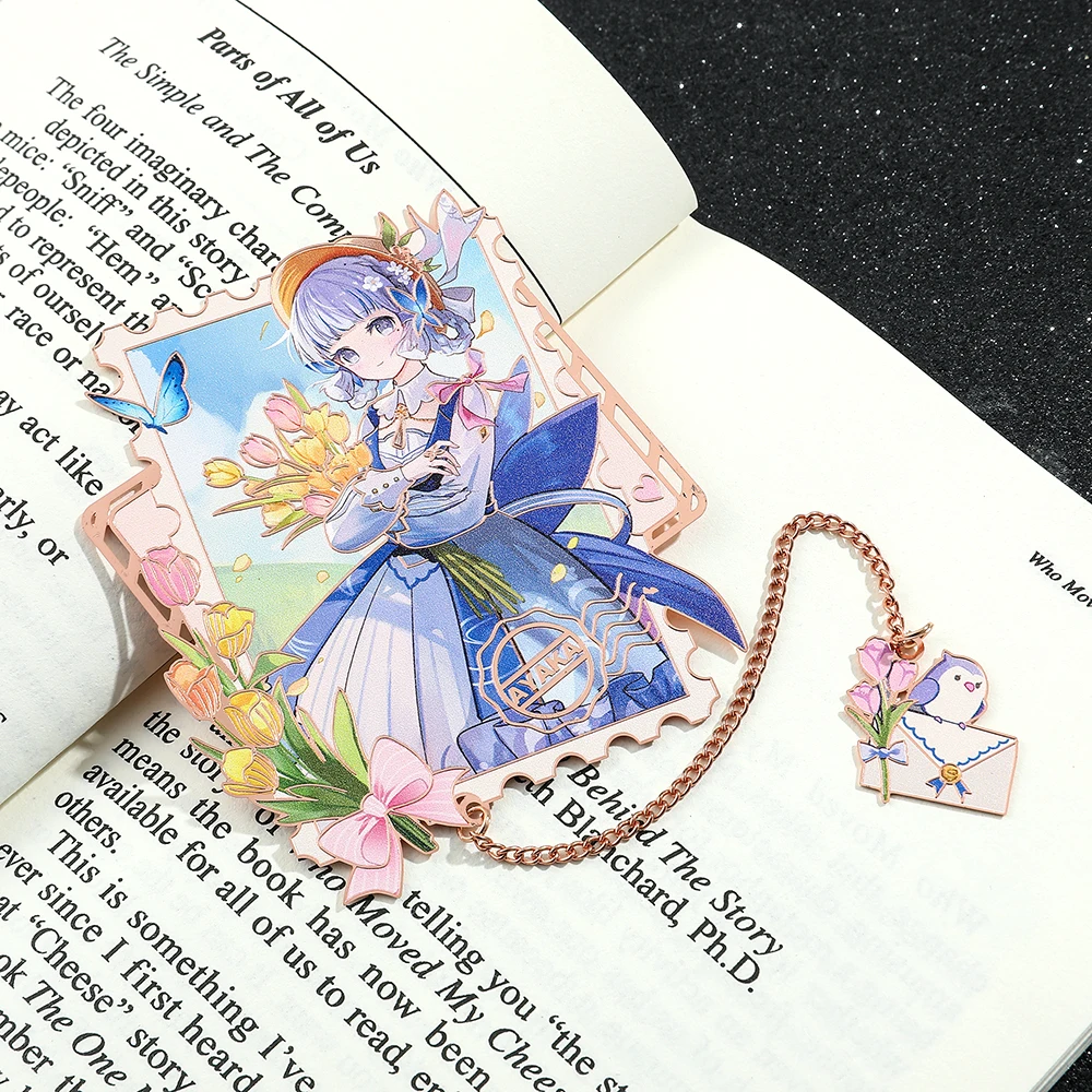 Imagem -03 - Genshin Impact Game Bookmark Parae Amigo Acessório Coleção de Metal Papelaria para Mulheres e Homens Kamisato Ayaka Presente Fãs