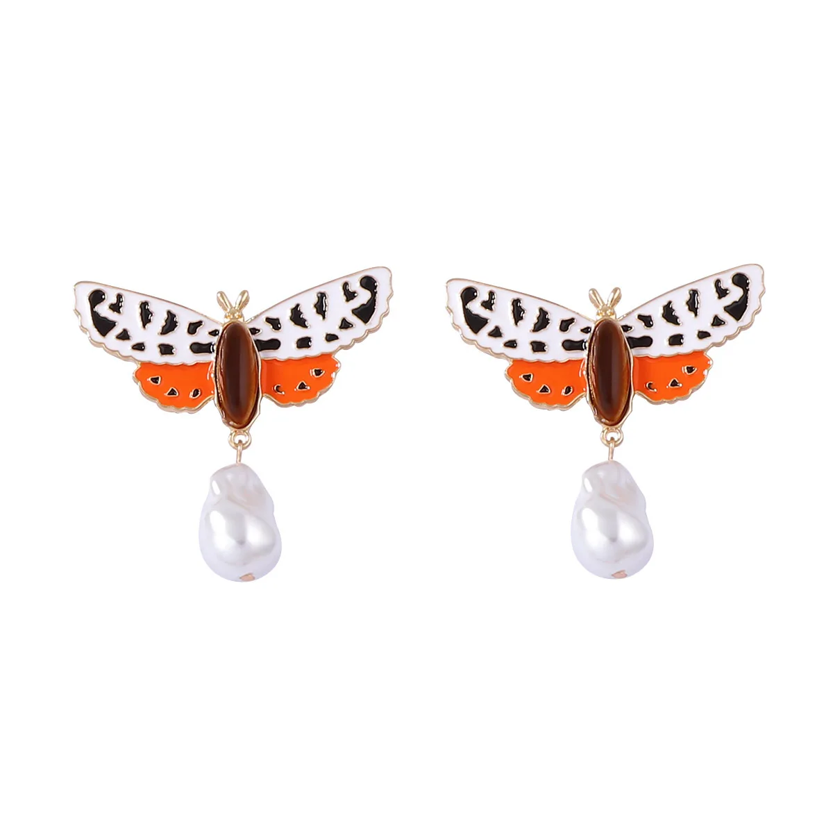 Image of Vintage-Ohrringe mit Imitationsperlen und Schmetterlingen für Damen, Statement-Schmuck, Geschenke für Feiertage und Partys