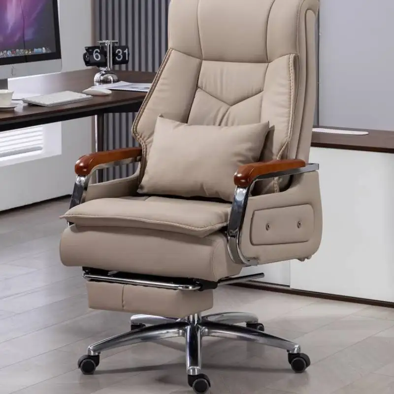 

Beige Armrest Office Chair Upgrade Soft Rolling Wheels Oversized Office Chairs Ergonomic Swivel Sillas Escritorio Home Furniture